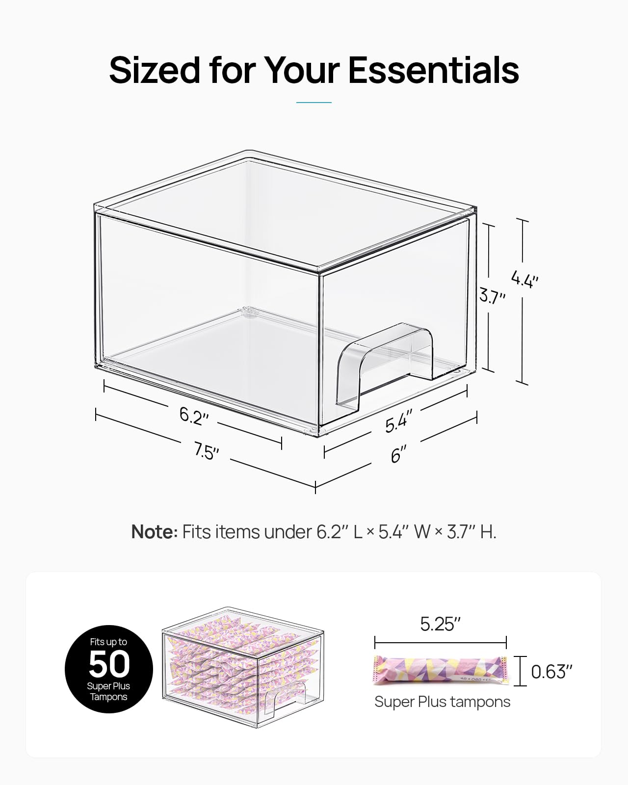 Vtopmart 6 Pack Small Clear Stackable Storage Drawers,Acrylic Bathroom Makeup Organizer,Plastic Storage Bins For Vanity, Undersink, Kitchen Cabinets, Pantry, Home Organization