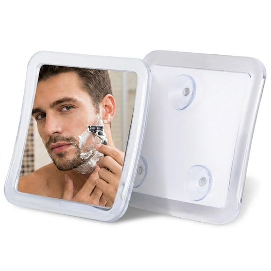 Small Travel Shower Mirror - Fogless Shower Shaving Mirror with Triple Suction Cups, Anti-Fog & Shatterproof Stick On Shave Mirror for Bathroom and Travel - 5.3" x 5.3"