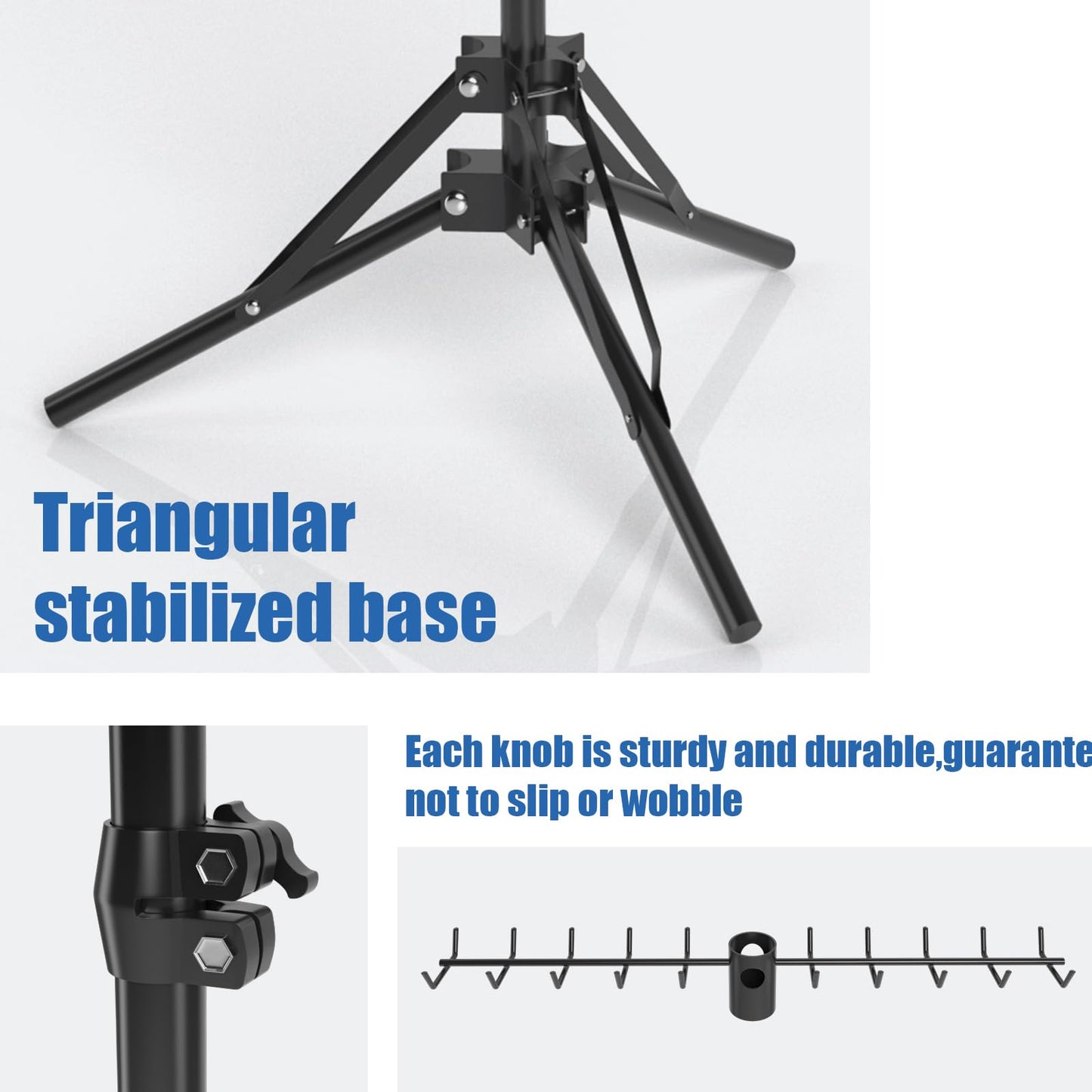 Moricher Braiding Hair Rack 120 Hooks Adjustable Tripod Stand 16-62 Inch, Metal Hair Braiding Rack Stand for Salon Station Styling & Weave Holder Organizer