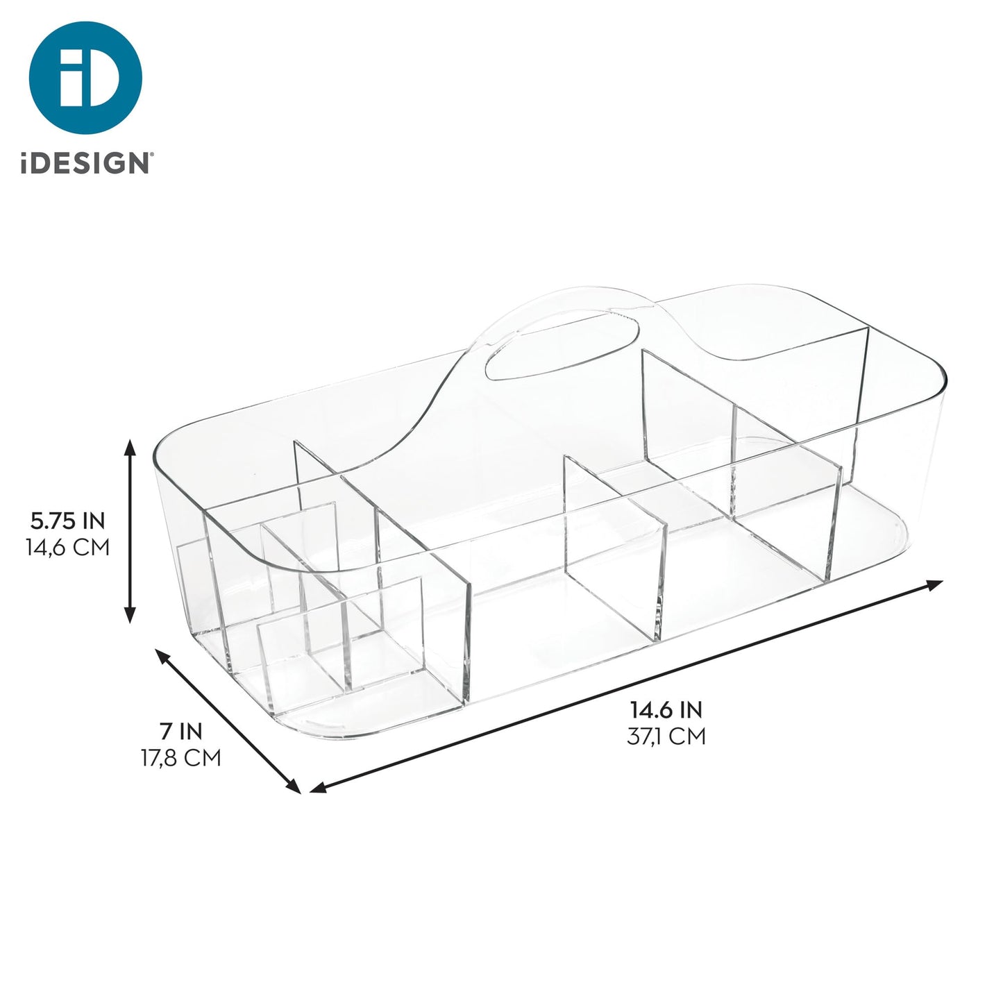 iDesign Recycled Plastic Cosmetic Organizer Tote, The Clarity Collection – 14.5” x 7” x 5.75”, Clear Bin