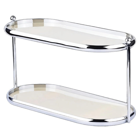 2 Tier Perfume Organizer, Stainless Steel Frame with Clear Acrylic Trays, Vanity Countertop Storage Shelf for Makeup, Skincare, Fragrance Bottles, Bathroom Dresser Display Rack, 12.6 x 5.3 x 6.7 in