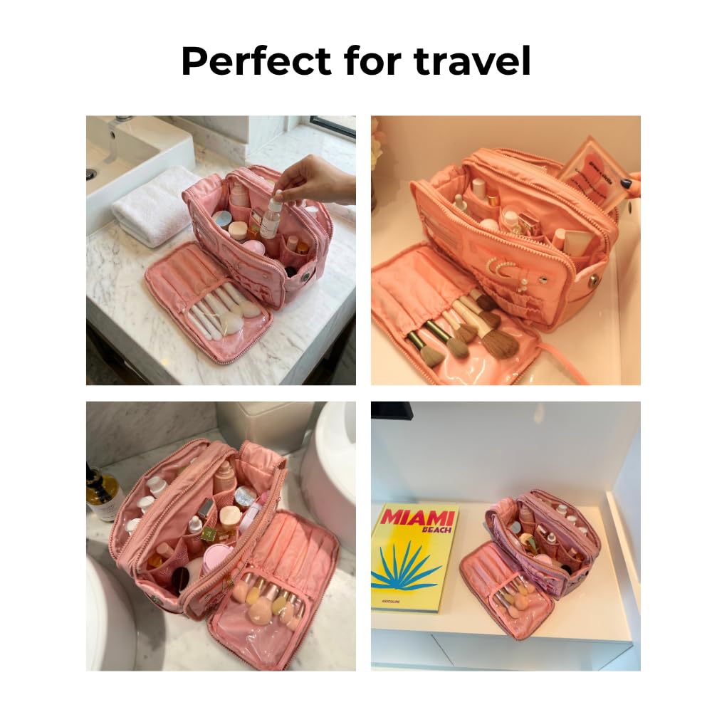 MYTAGALONGS Travel Makeup Bag and Jewelry Organizer- Blush