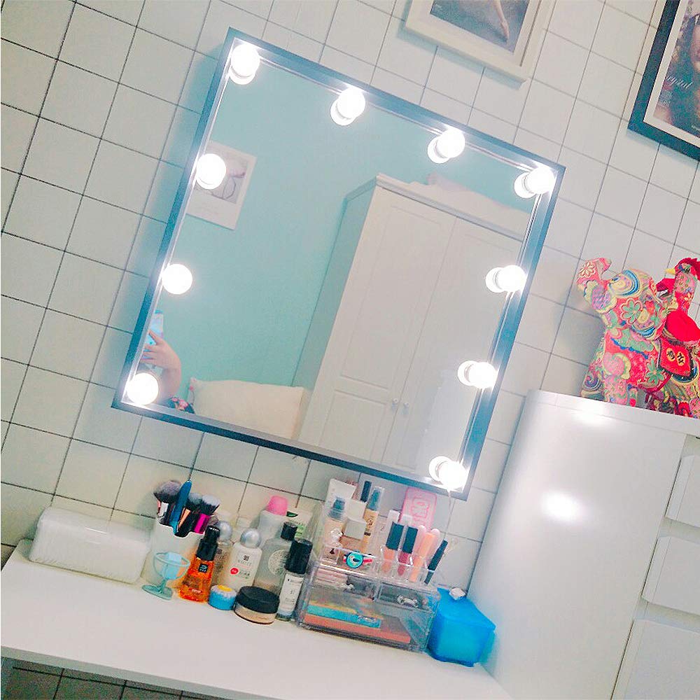 SICCOO Vanity Mirror Lights, 10 Dimmable Bulbs DIY Hollywood Style LED Makeup Mirror Lights with USB Cable, Lighting Fixture Strip for Makeup Dressing Table Bathroom Dressing Room etc, White