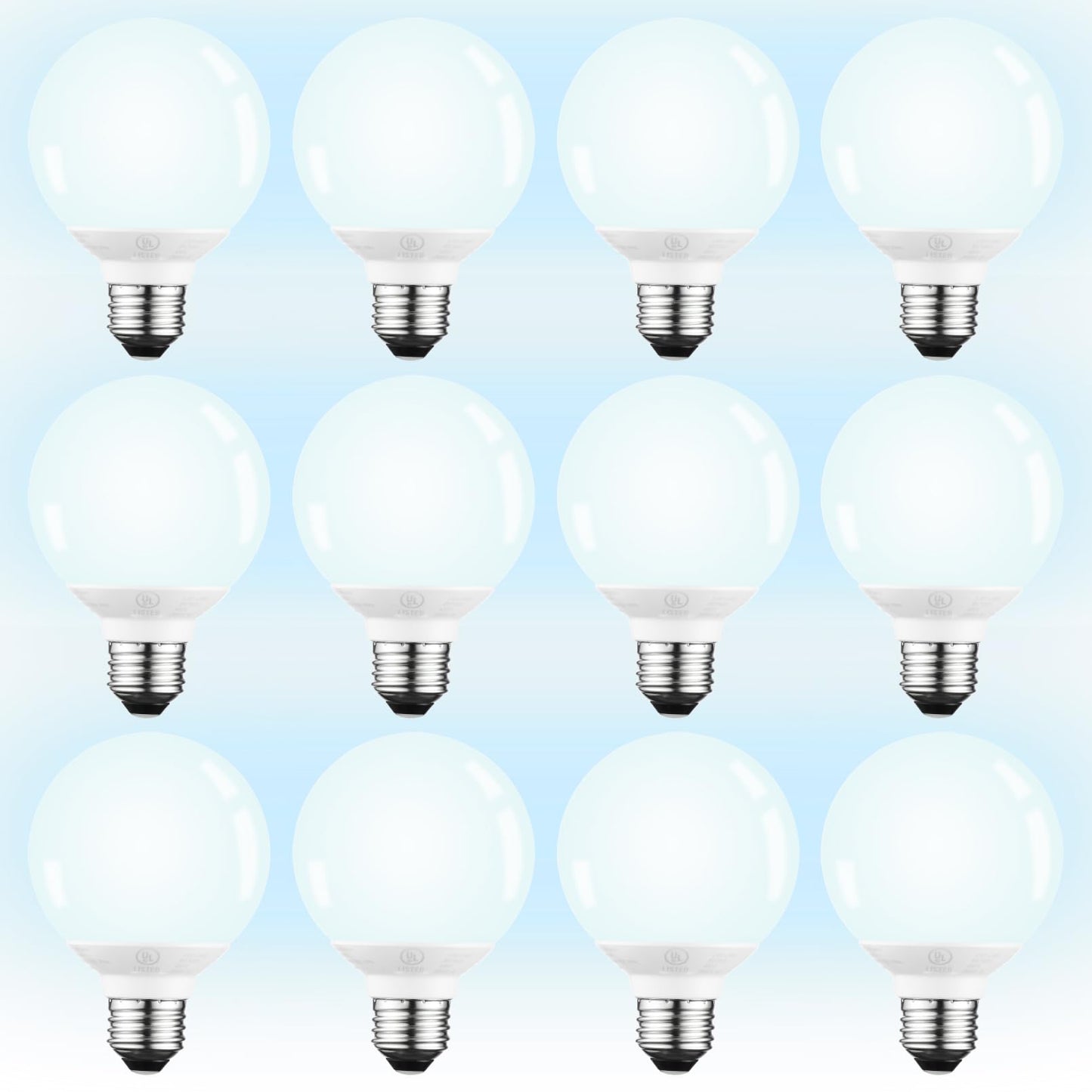 TORCHSTAR 12-Pack G25 LED Light Bulbs, 5W 450LM, Dimmable, 5000K