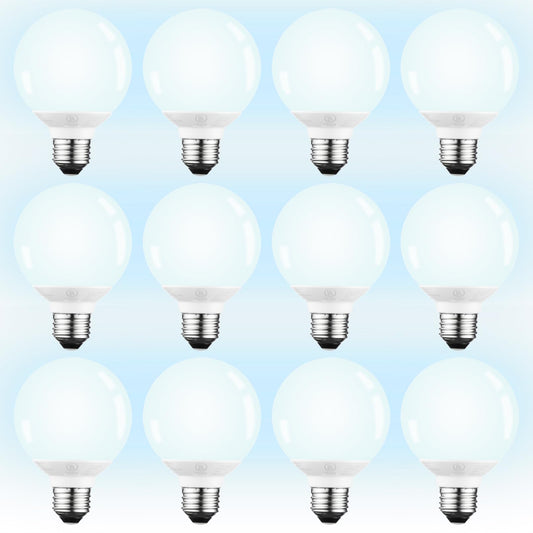 TORCHSTAR 12-Pack G25 LED Light Bulbs, 5W 450LM, Dimmable, 5000K