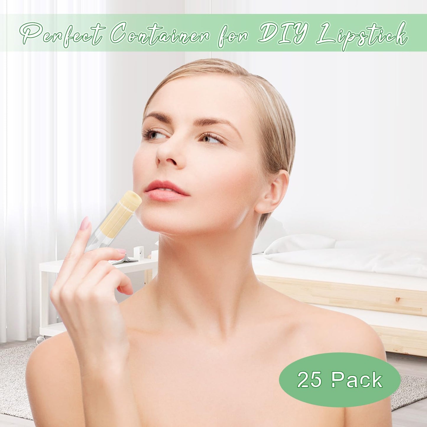 DynnnDy 25Pcs 15g/0.5oz Empty Clear Plastic Lip Balm Tubes Top-fill Lipstick Containers Refillable Homemade Sample Tubes for Chapstick,Lip Gloss,Solid Perfume,Lotion Bar