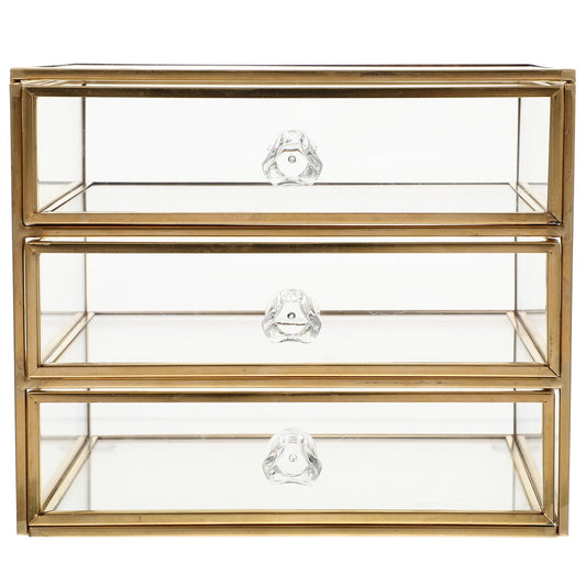 PRETYZOOM Drawer Jewelry Box Transparent Drawer Type Storage Box for Necklaces Rings Earrings Cosmetics and Stationery Desktop Organizer with Closed Design for Home Vanity
