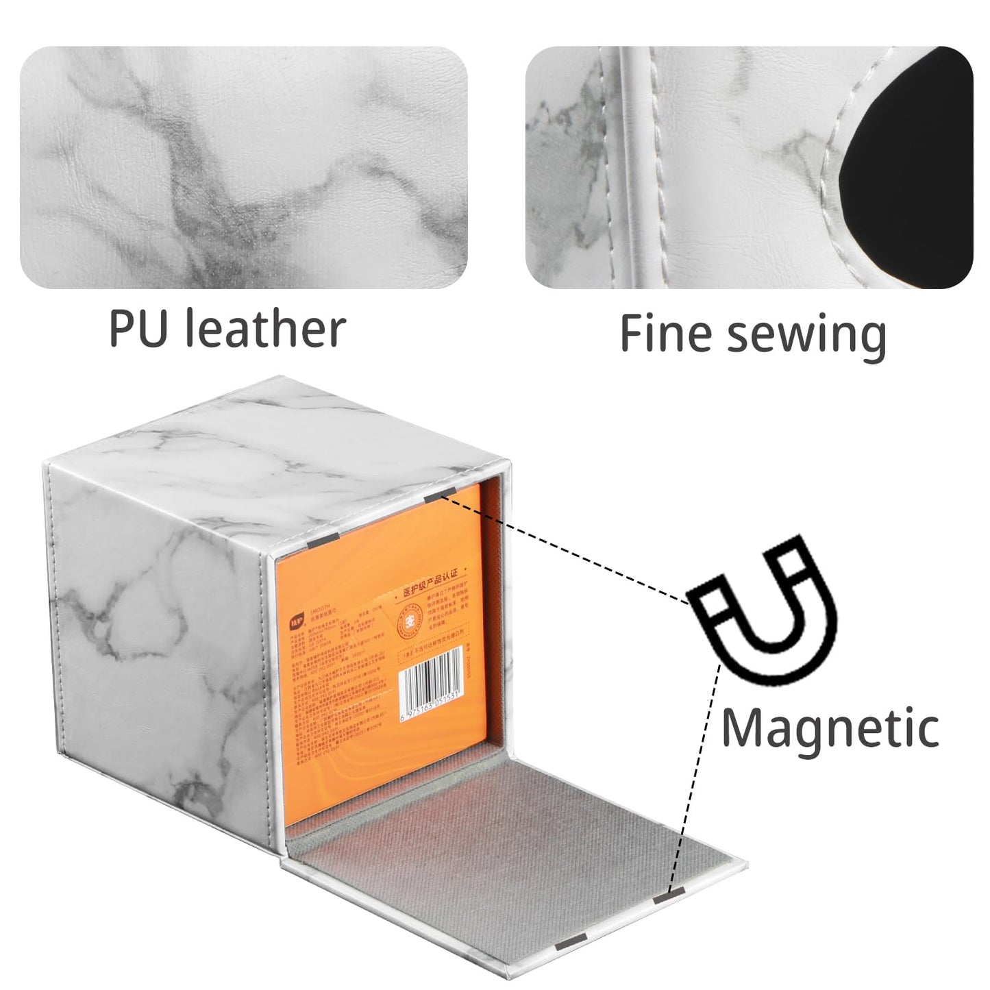 Leather Tissue Box Cover Square,Decorative Cube Tissue Box Holder with Magnetic Bottom,Facial Paper Organizer Table Napkin Case Dispenser for Bathroom,NightStand,Coffee Car,Home,Office