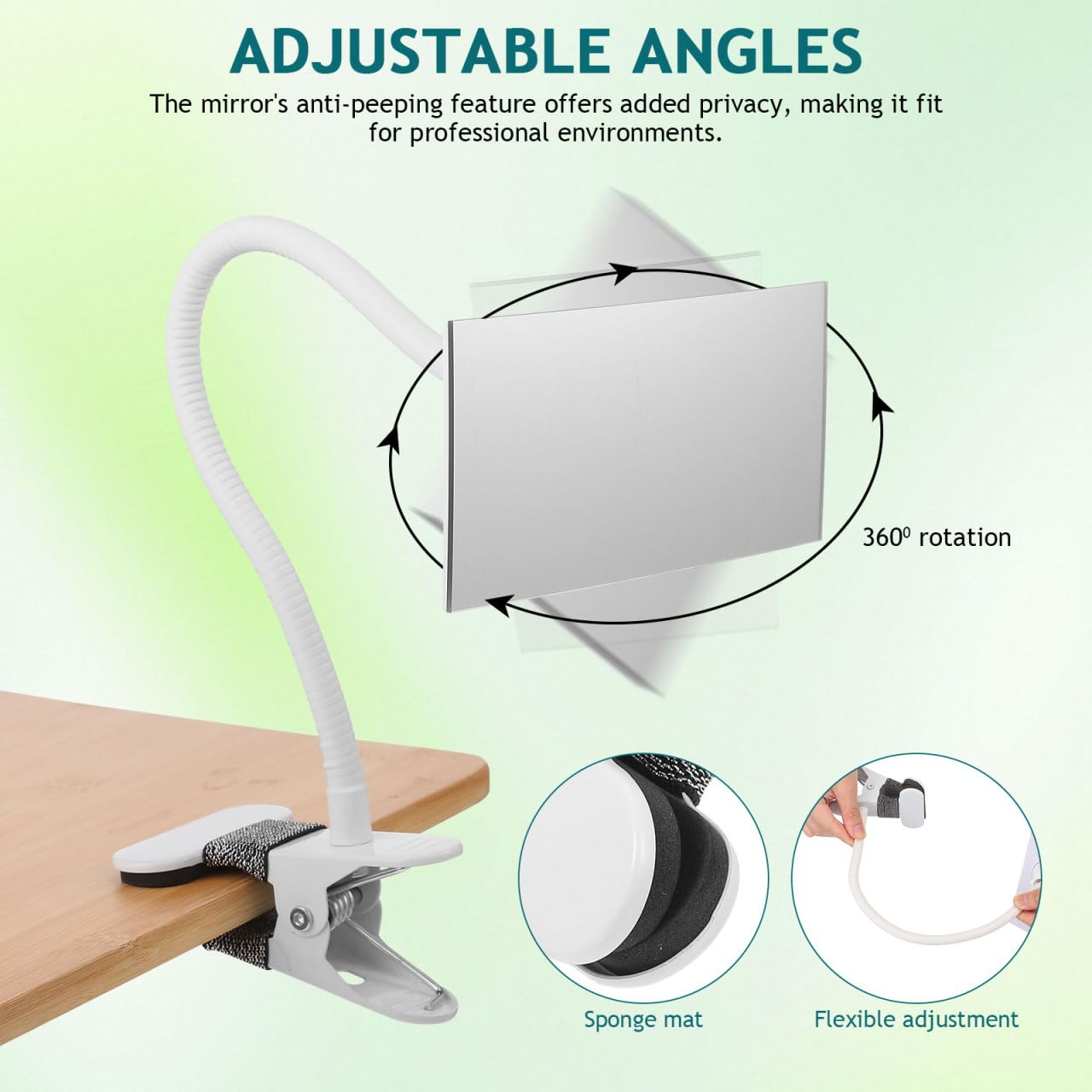 IMIKEYA Clip-On Desk Makeup Mirror for Cubicle, Anti-Peeping Privacy Mirror, Convex Rear View Desk Mirror for Office Computer Monitor, Adjustable Gooseneck Clamp Mirror