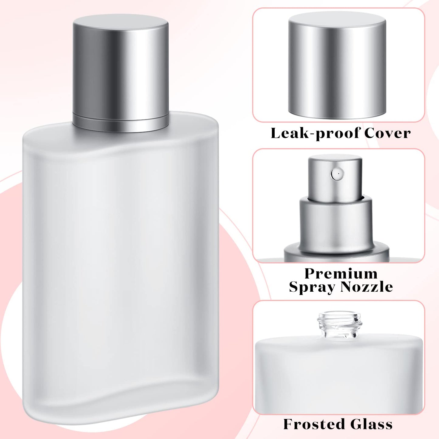 Tessco for you 12 Pcs 50/100ml Frosted Glass Bottle Perfume Atomizer Refillable Spray Empty Perfume Dispenser Fine Mist Atomizer Cosmetic Container for Travel Men Women (3.4 Ounces,Silver Gray)