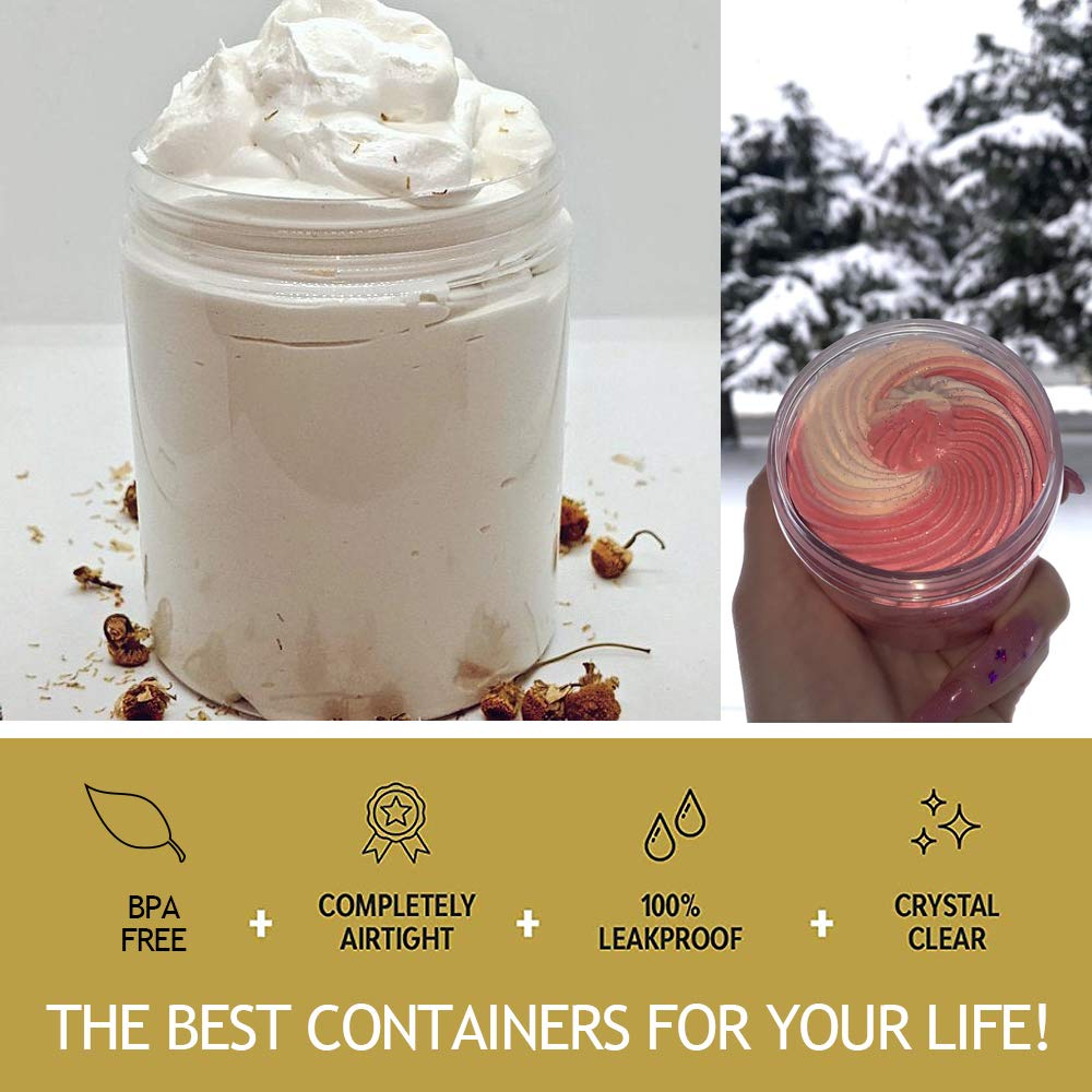 8oz Plastic Jars with Lids 8 oz Plastic Containers with Lids + 20g Sample Containers (Set of 24) Airtight Container for Lip Scrub, Body Butters, Cream, Slime, Craft Storage