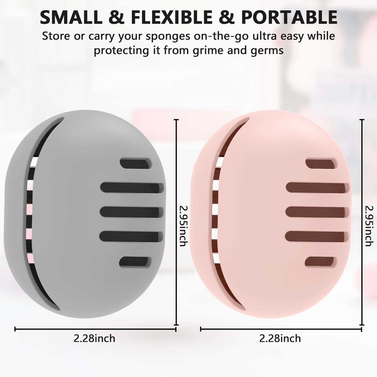 Fauxomor Makeup Sponge Holder,4PCS Double-sided Breathable Silicone Beauty Make Up Blender Case for Travel,Shatterproof Makeup Sponge Travel Case for All Sponges Easy Carry,Grey+Khaki+Pink+Pink