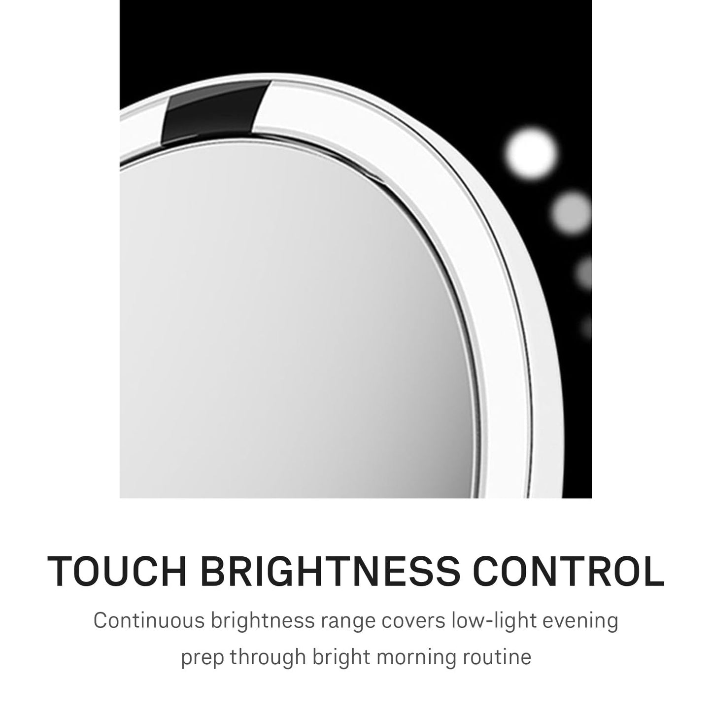 simplehuman Sensor Mirror Trio, 1X 5X 10X Magnification, Round Rechargeable Beauty Makeup Mirror, Tru-Lux® Full-Spectrum Light, Dual Light Settings, Adjustable Brightness, White Steel