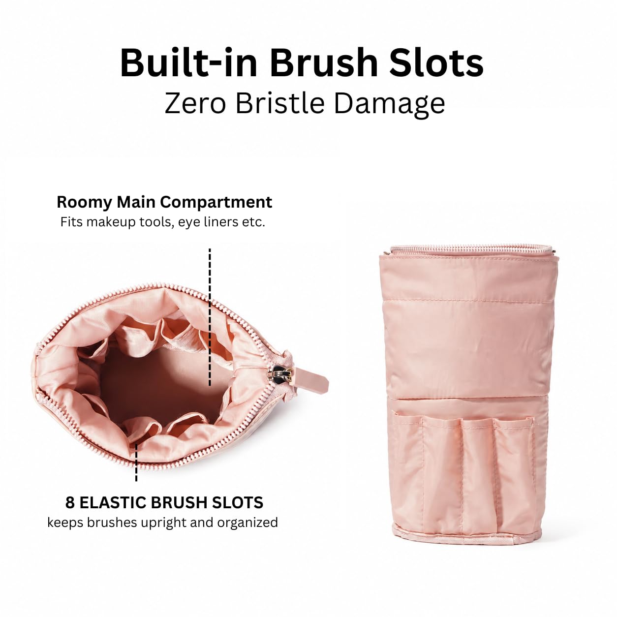 APT 1101 Convertible Travel Makeup Brush Bag, Stand-Up Brush Holder Pouch For Easy Access, Standing Portable Cosmetic Organizer, Organizer for Brushes, Beauty Tools & Accessories
