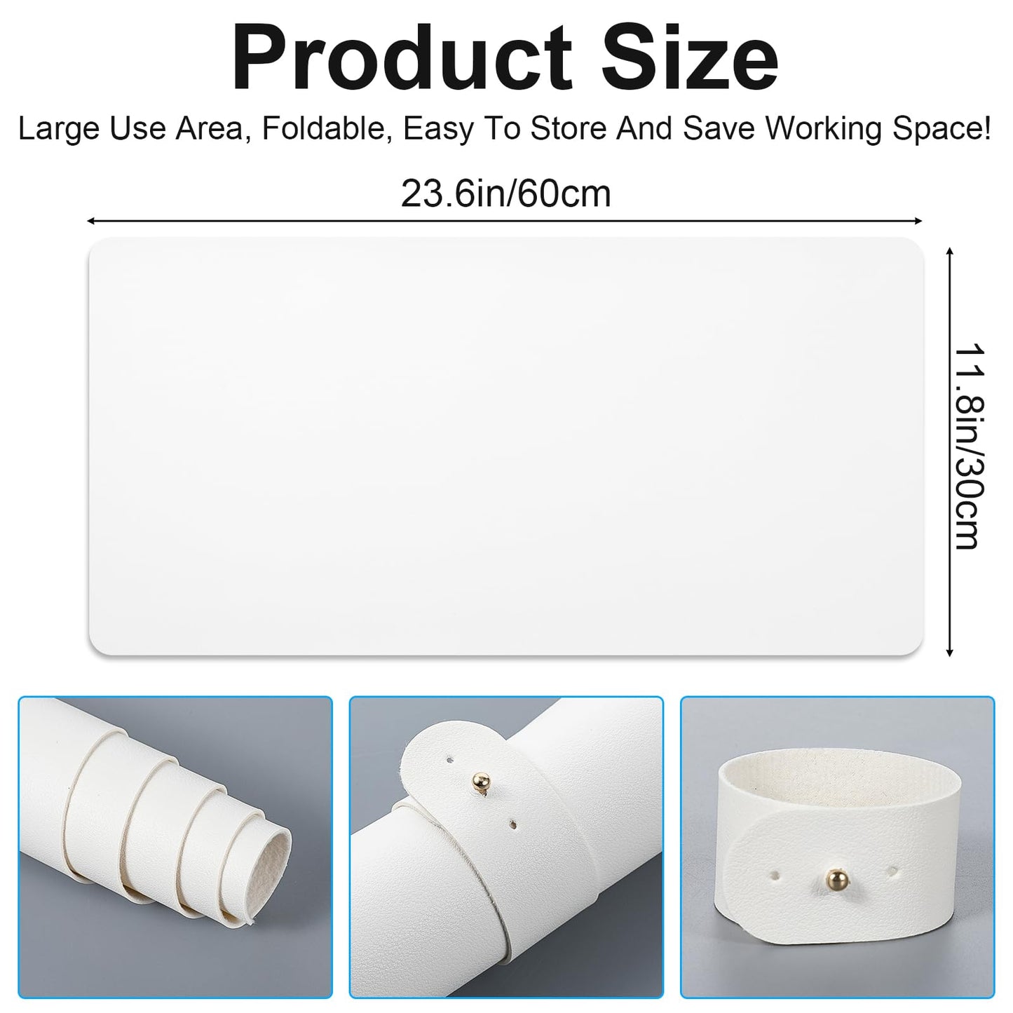 Nail Mat For Nail Tech Nail-Table Mat Soft Silicone Nail-Mat Waterproof PU Leather Nail-Pad for Nails Tech Salon Home, Portable and Easy Clean (White, 60x30cm) (MAT ONLY)