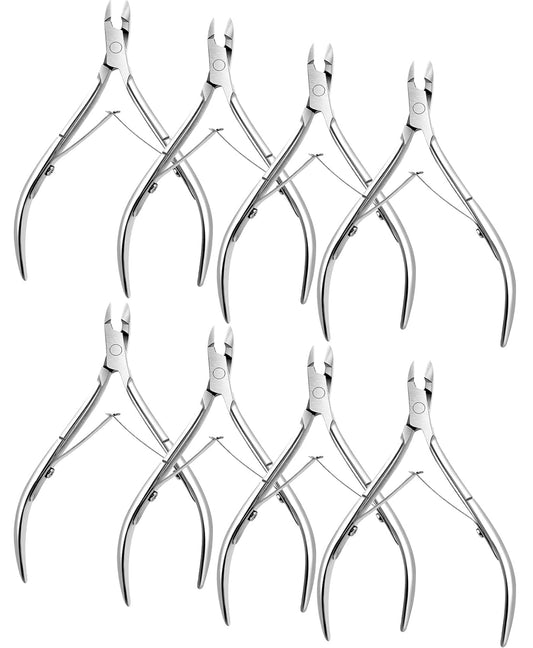 Japior 8 Packs Cuticle Trimmer, Cuticle Nippers Professional Stainless Steel Cuticle Cutter Clippers Cuticle Remover, Pedicure Manicure Tools for Fingernails and Toenails