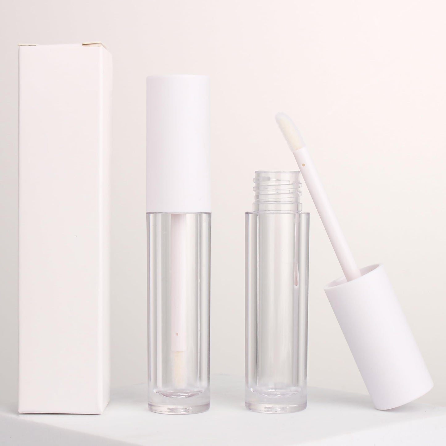 COSIDEA 26pcs 4ml Round empty lip gloss tubes bulk with wand white lipgloss bottle containers round