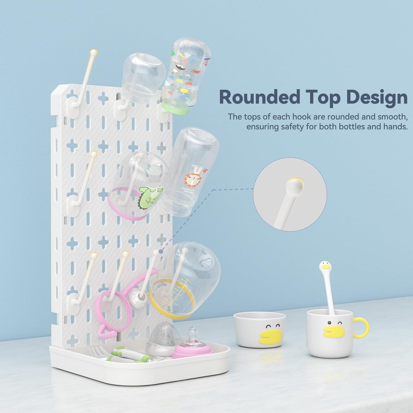 Baby Bottle Drying Rack Baby Bottle Holder Space Saving Bottle Dryer Rack Station Countertop Storage Organizer 12 Travel Bottle Drying Rack Vertical Breast Pump Part Plastic Bag Cup Dryer Tower White
