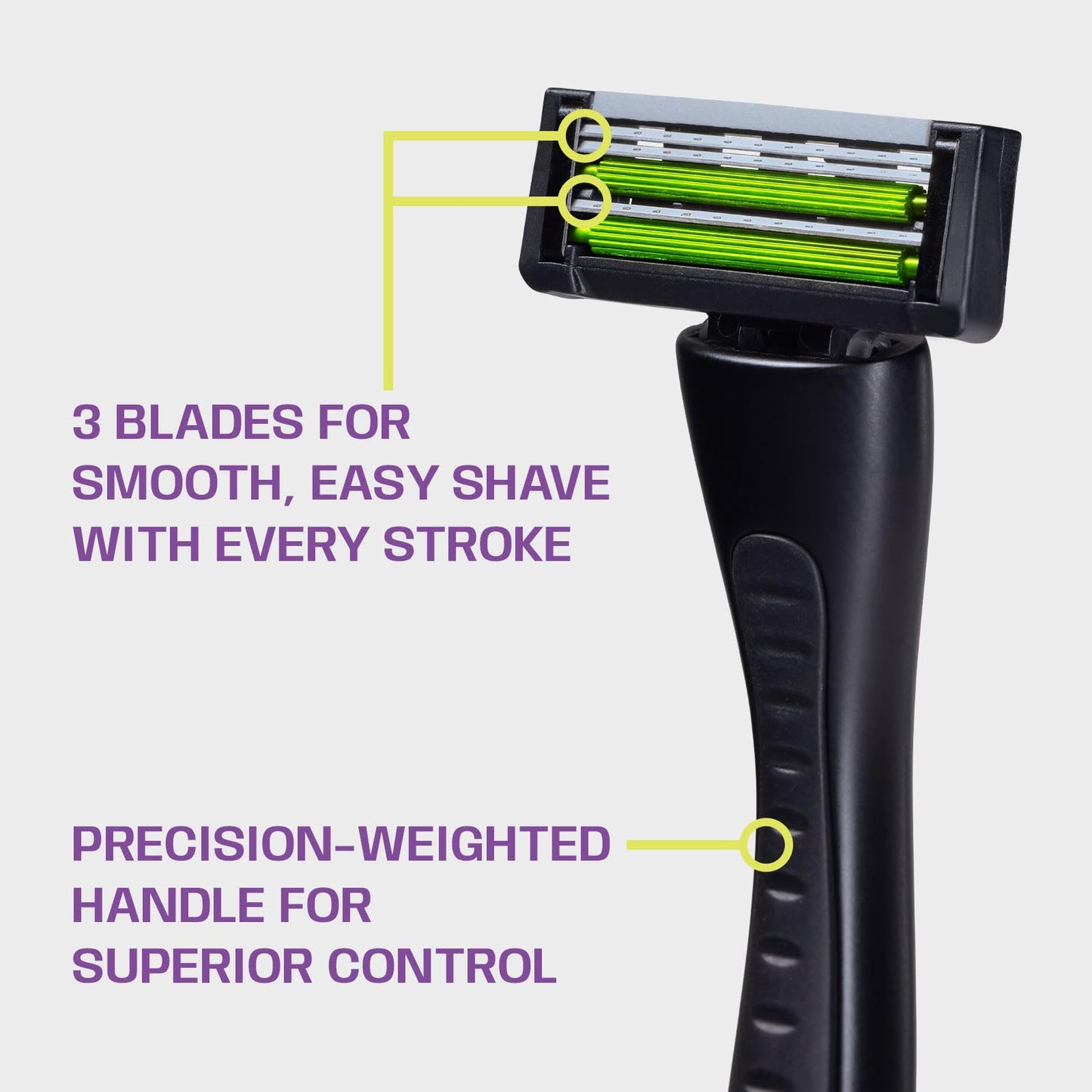 Anti-Clogging Razor Cartridge with Patented Dual Roller System – Triple Blade, Easy-Rinse Design, 1 Handle 3 Refills – YES! Your Epic Shave