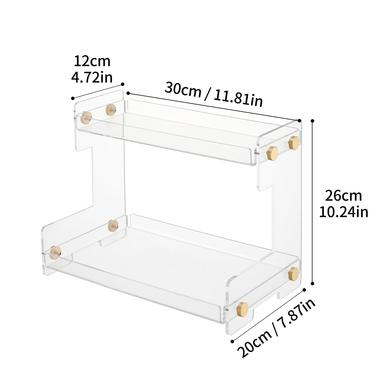 LEQ 2 Tier Bathroom Organizer Countertop Storage, Acrylic Standing Holder Cosmetic Storage Perfume Shelf for Bathroom, Bedroom, Dressing Table and Other Scenes that Need Storage