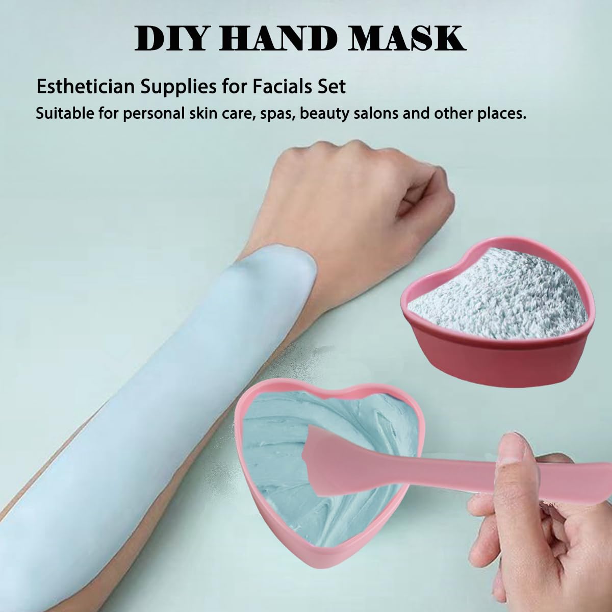 icyhey 15 Pairs Pink Heart-shaped Plastic Facial Mask Mixing Bowls Set with Spatulas - DIY Skincare Mixing Tool Kit, Mud Masks, Home Salon, and Beauty Salon Use, Face Mask Applicator Tool(15Pcs)