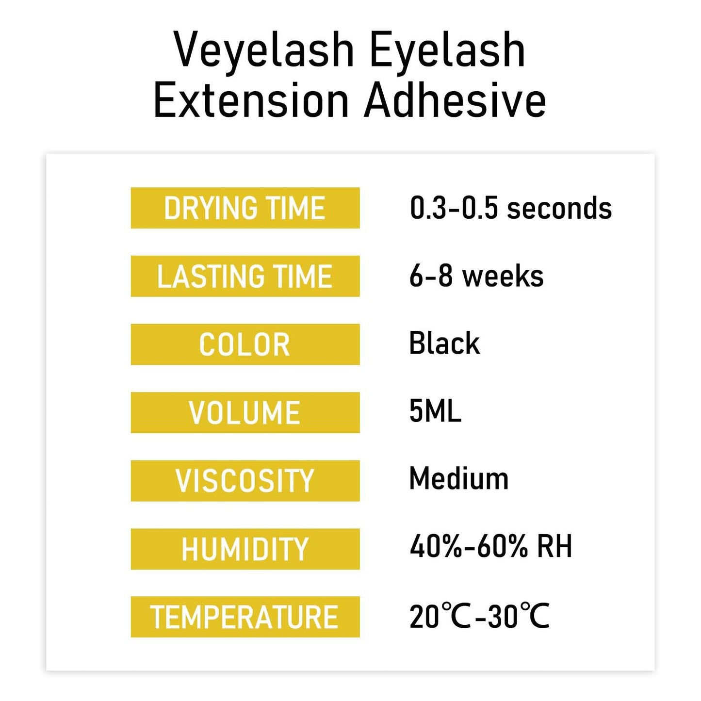 VEYES INC Eyelash Extension Glue 0.3 Sec Drying Up to 8 Weeks Retention Black Lash Adhesive Salon Use for Lash Tech 0.17 fl.oz / 5ml