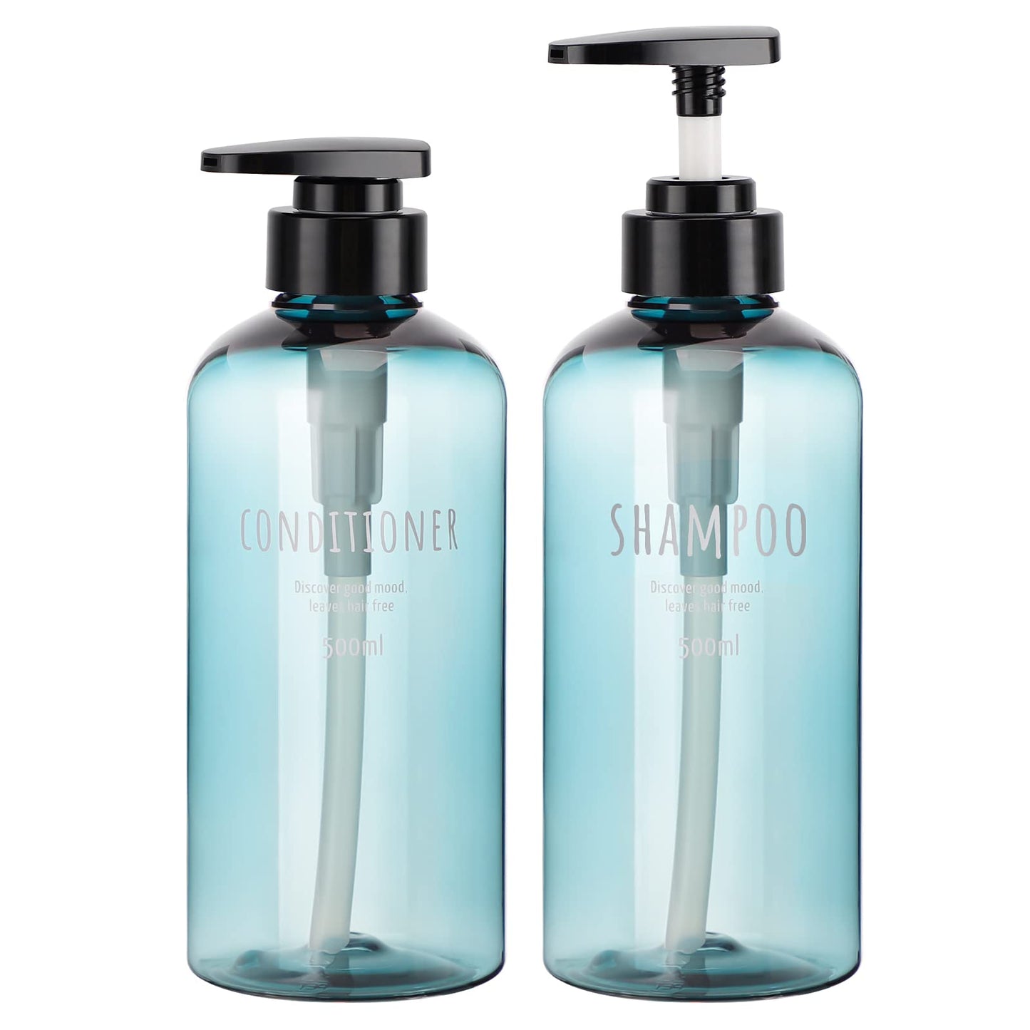 Segbeauty 2-Pack 16.9oz Shower Dispensers, Blue Refillable PET Plastic Bottles for Shampoo, Conditioner, Body Wash, Lotion