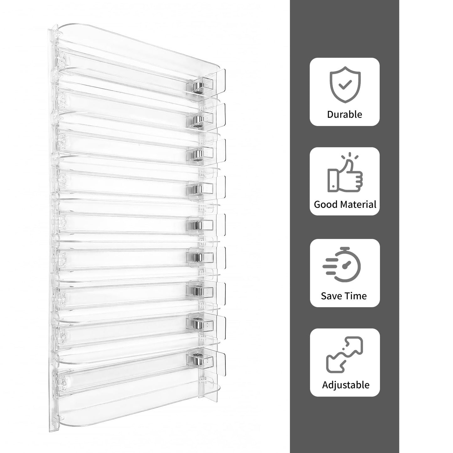 9-Rows Shelf Pusher Smart Management System,Supermarket Adjustable Width Spring-Loaded Cigarette & Merchandise Display Organizer for Gondola Shelves(23.82" x 11.81")