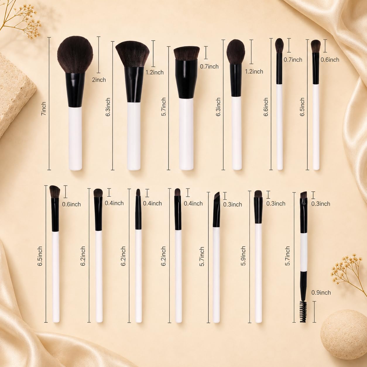 Makeup Brush Set 13 Pcs Professional & Beginner Friendly, Soft Synthetic Bristles for Face, Foundation, Powder, Eyeshadow & Blending, Easy to Clean Travel Set with Bag, Gift for Makeup Lovers