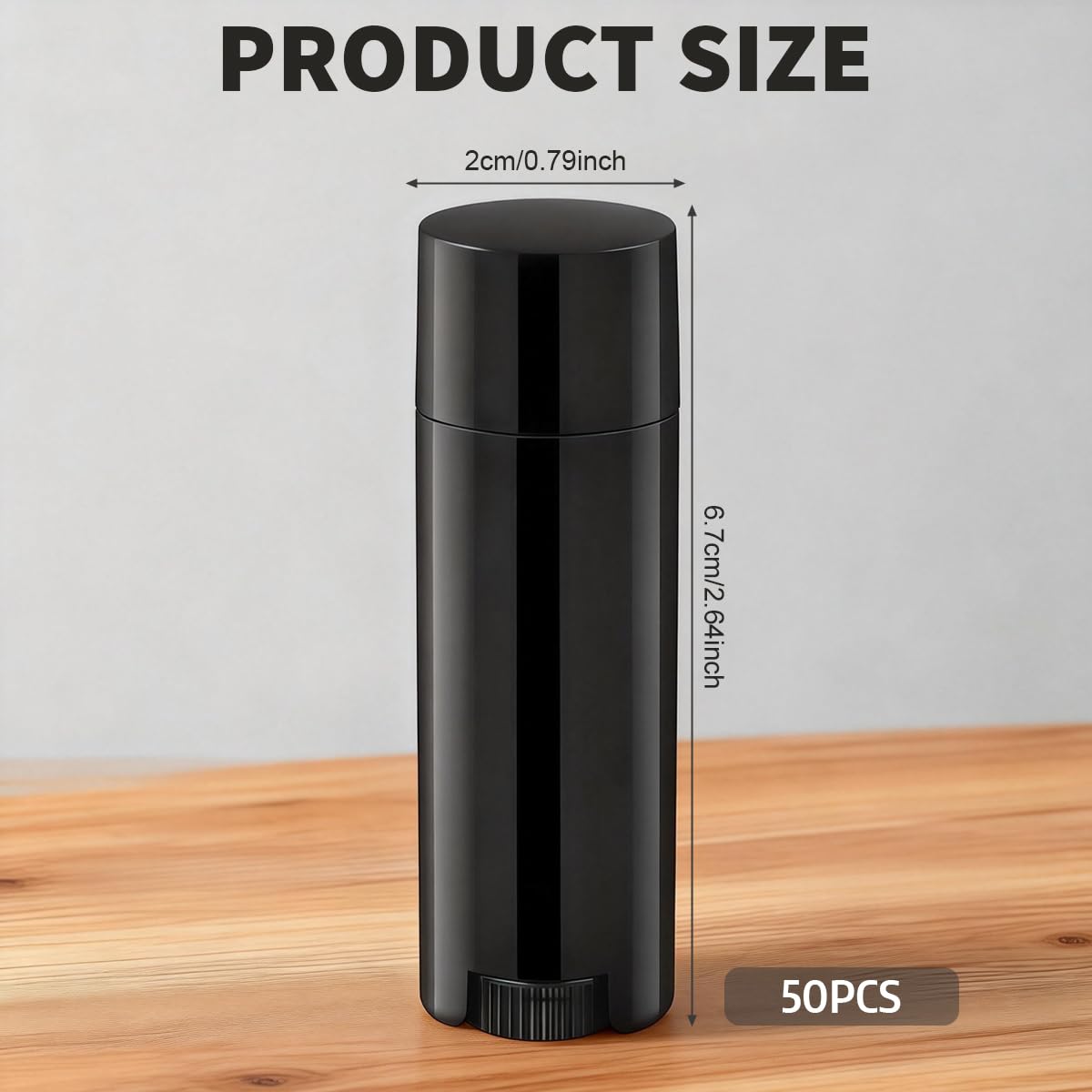 UPSTORE 50Pcs 4.5g Oval Lip Balm Tubes Empty Plastic Black Lipstick Container Lip Gloss Pipe Bottle with Twist Bottom and Top Cap for Homemade Lip Balm DIY Deodorant
