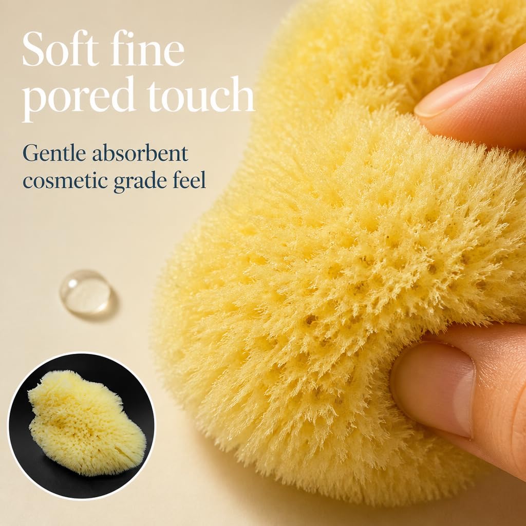 Constantia Beauty® Natural Sea Silk Sponges 12pack, use like Cotton Balls, Cosmetic Grade, Makeup Application Blending & Removal, Face & Eye Cleaning, Size 9pc x1.5"-2.5" 3pc x 2.5"-3" Reuseable Bag