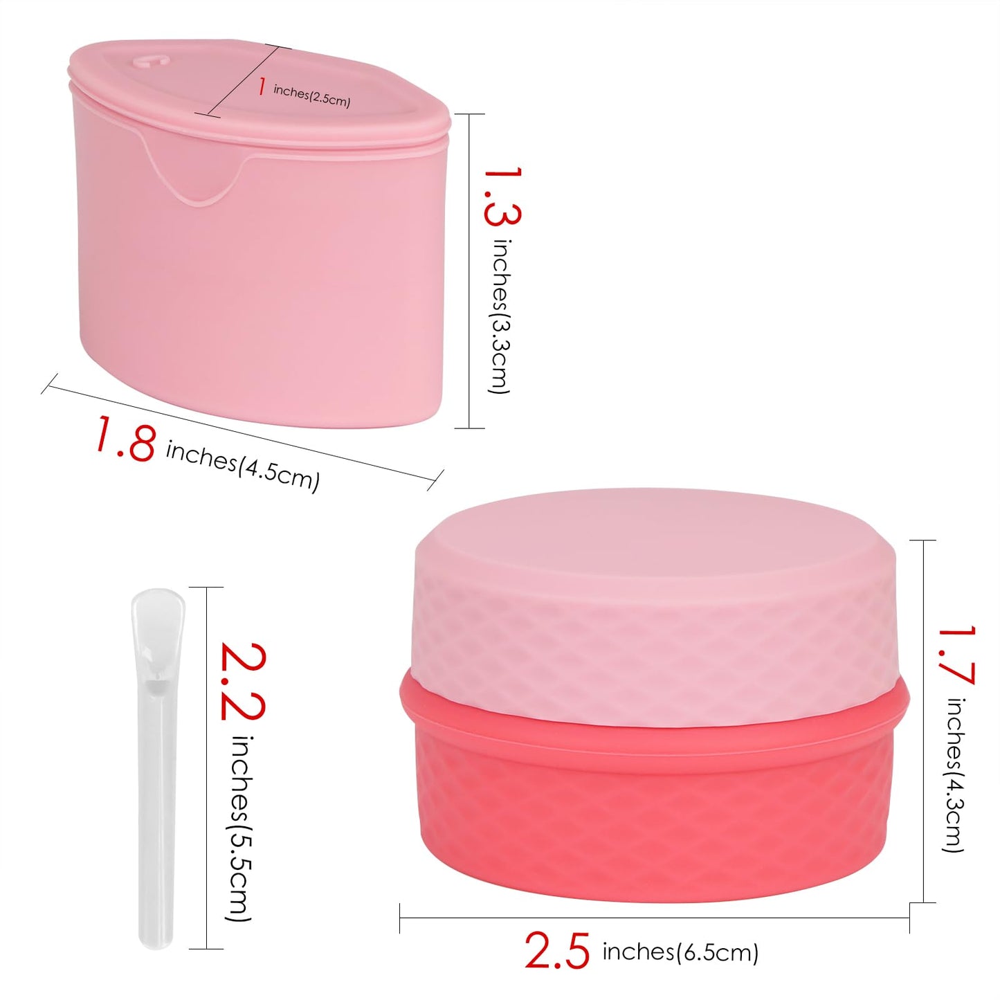 Adorila 2-Pack Silicone Travel Makeup Containers, 0.34oz/10ml TSA Cream Jars, 3-in-1 Modular Skincare Storage Case (Blue, Pink)
