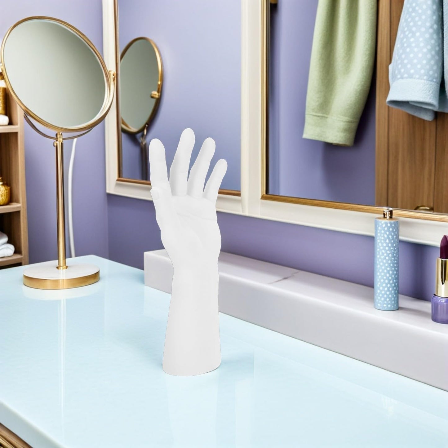 Uonlytech White Vinyl Male Hand Jewelry Display Stand Realistic Proportion Design, Lightweight and Versatile Display Solution for Bracelets, Rings, Necklaces, and Gloves in Jewelry Stores