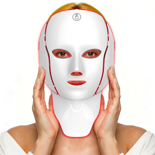 Red Light Therapy Mask for Face and Neck, Cordless Rechargeable Face Mask with Built-in Battery, Lightweight Skin Care Device