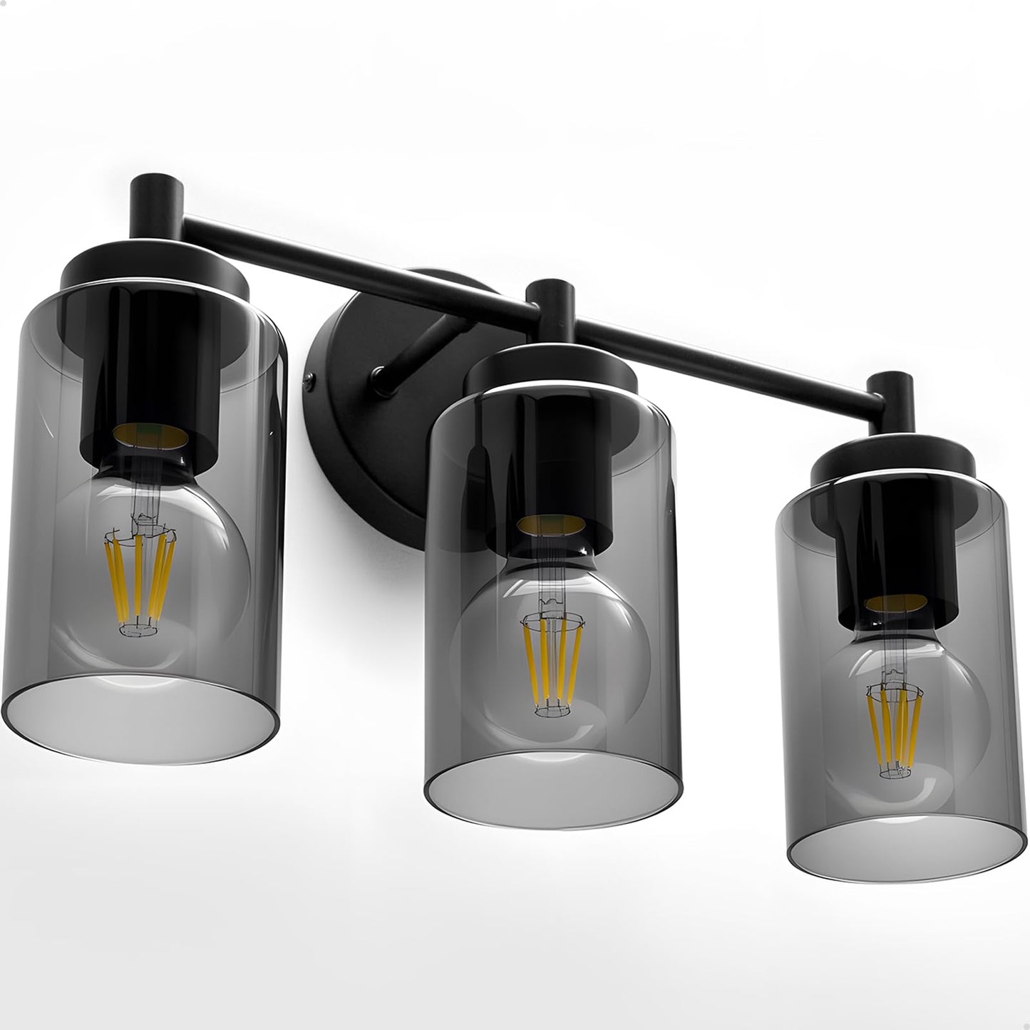 Combuh 3 Light Bathroom Light Fixtures Modern, Black Over Mirror Lamp