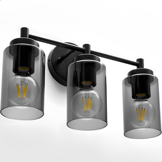 Combuh 3 Light Bathroom Light Fixtures Modern, Black Over Mirror Lamp