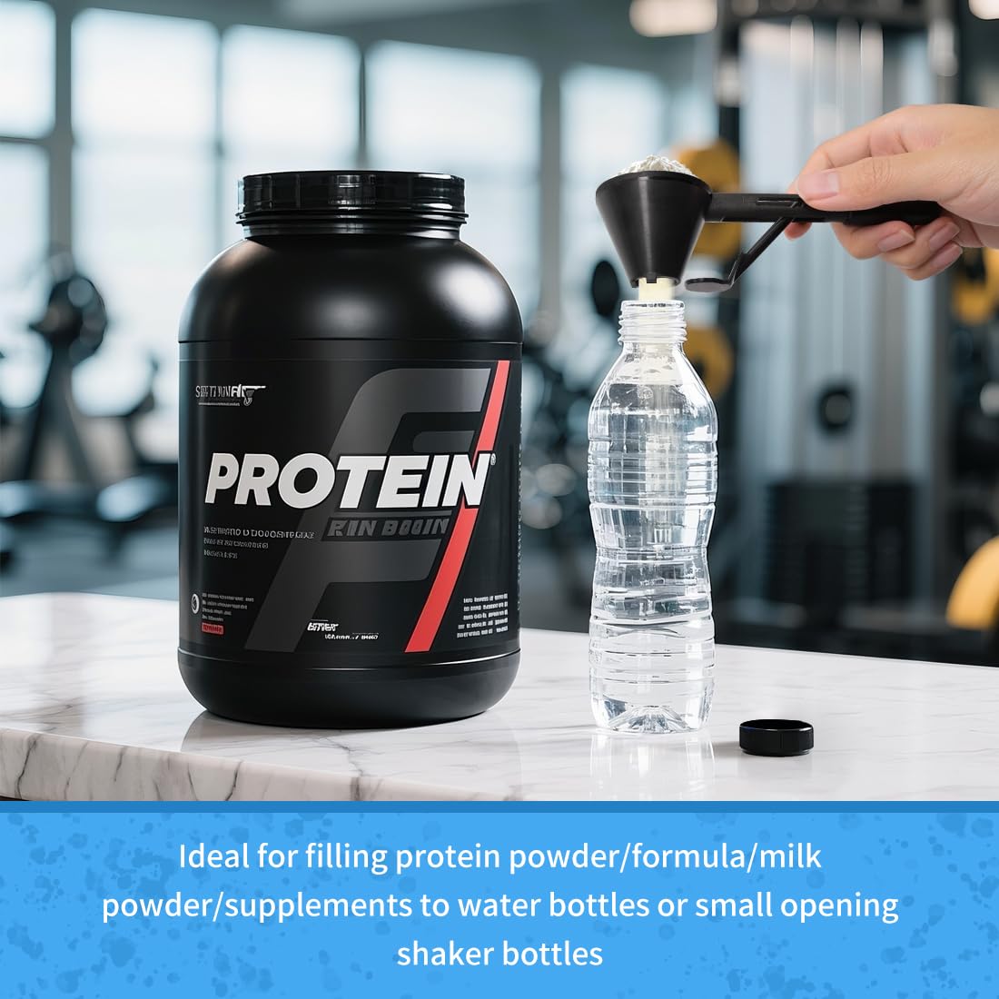 Coffee Scoop and Funnel for Powder - Water Bottle Funnel Pre Workout Scoop for Protein 2 Pack Slide Bottom Measuring Filling Scoop for Coffee Grounds and Powder