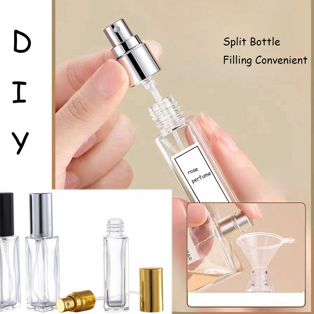 Rowcay Mini Perfume Atomizer 10ml Refillable Glass Perfume Bottles Empty Spray Bottles for Travel Fine Mist Sprayer for Toiletries Sample Dispenser (15 Pcs Silver)