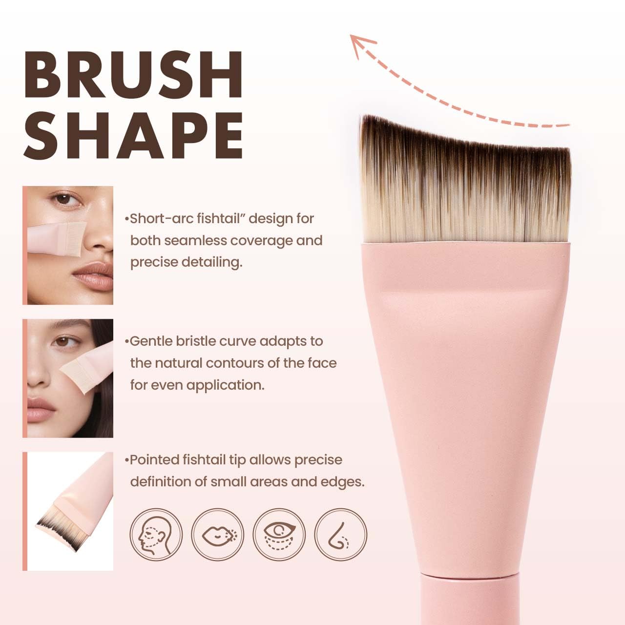 Momo's Workshop Rosy Reverie Trio Makeup Brush and Sponge Set–Pink & White 3-Piece Kit for Foundation and Powder& Fish Tail Brush, Flat Blending Sponge & Velour Powder Puff for a Flawless Finish