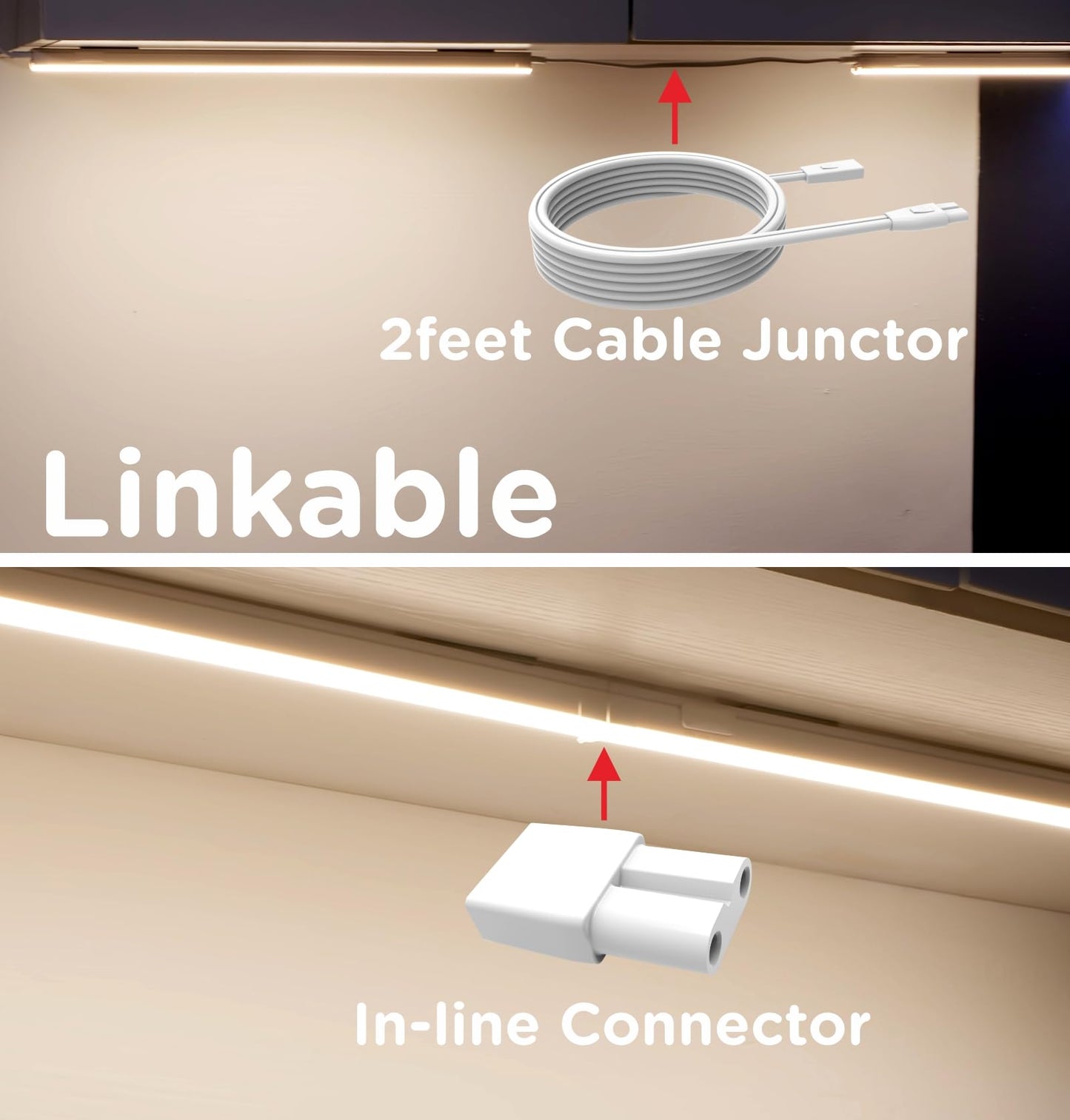 Under Cabinet Lighting Plug in 16in 1Pack AC120V 3CCT 3000/4000/5000K, Super Bright,Linkable Under Counter Lights for Kitchen, Ultra Slim LED Cabinet Light,ETL White