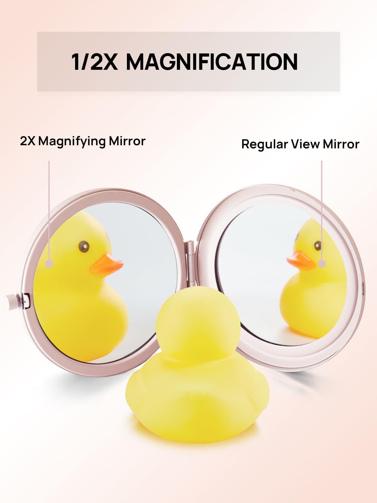 Getinbulk Compact Mirror for Purse, Pack of 6 Double-Sided 1X/2X Magnifying Round Metal Pocket Makeup Mirrors (Round, Pink Marshmallow)