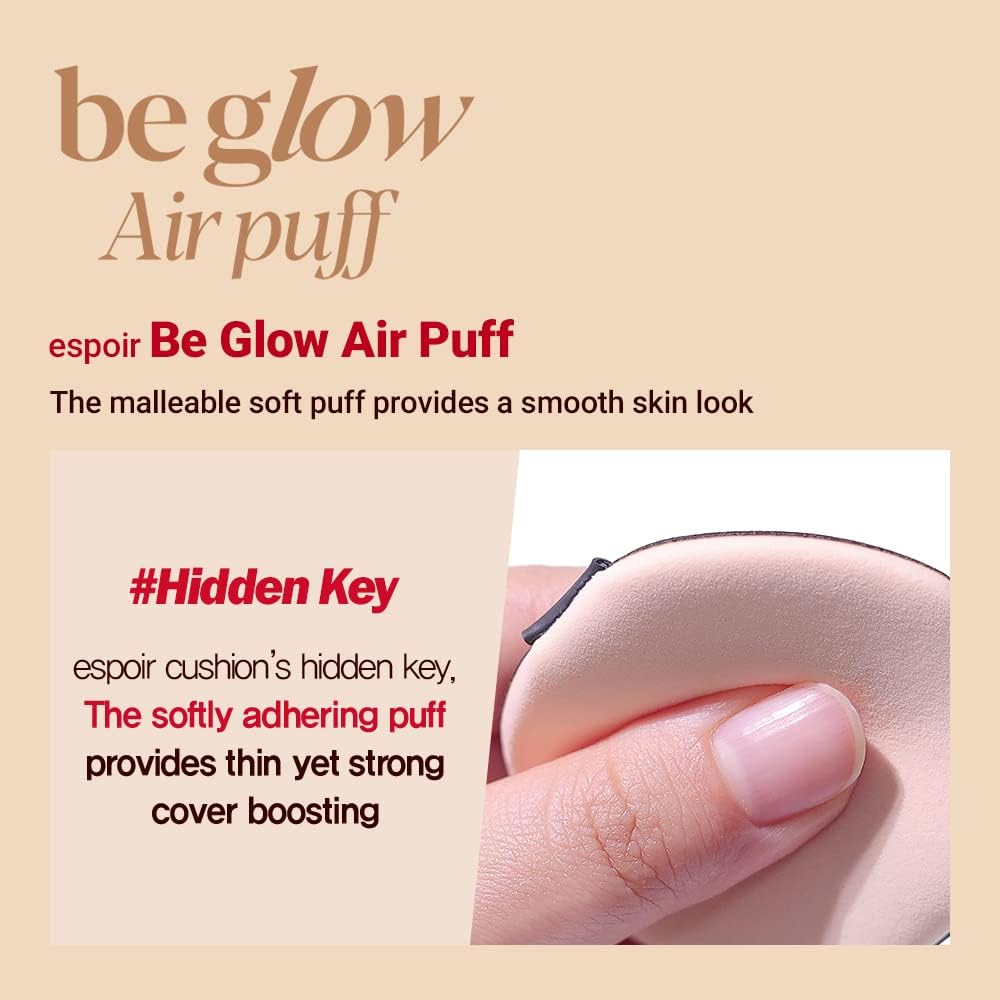Espoir Be Glow Air Puff 7pc | Soft & Smooth Sponge Applicator for Flawless and Easy Makeup, Suitable for Cushion and Liquid Foundation, Cream, Powder, Concealer, Round Shape, Korean Base Tools