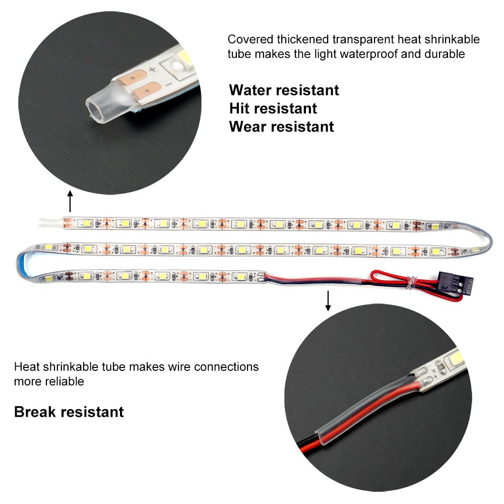 Waterproof LED Light Strips for RC Cars Trucks Airplanes Boats Drones Fixed Wing AR Wing Model Underglow Light (Blue)