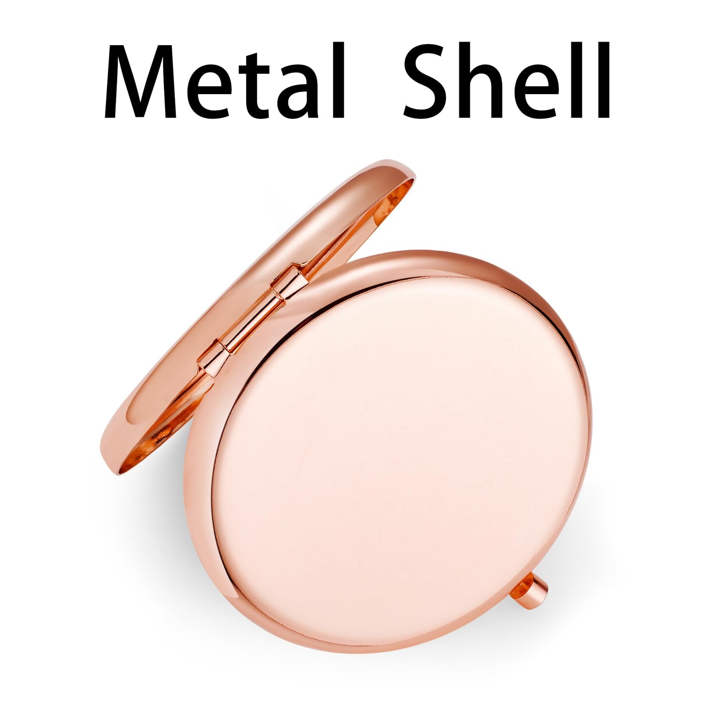 QUSTGO Compact Mirror, Pocket Travel Makeup Mirror for Purse, Metal Round Shell, 2-Sided 1X/2X Magnifying, Portable, Folding, Handheld, Rose Gold, 18 Pack