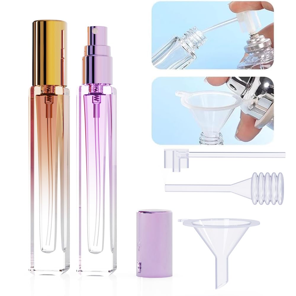 seafulee 5PCS 10ml Glass Refillable Travel Perfume Atomizer Bottles,Mini Empty Cologne Spray Bottle,Pocket Size Sprayer Portable for Travel and Sample Container Toiletries Dispenser