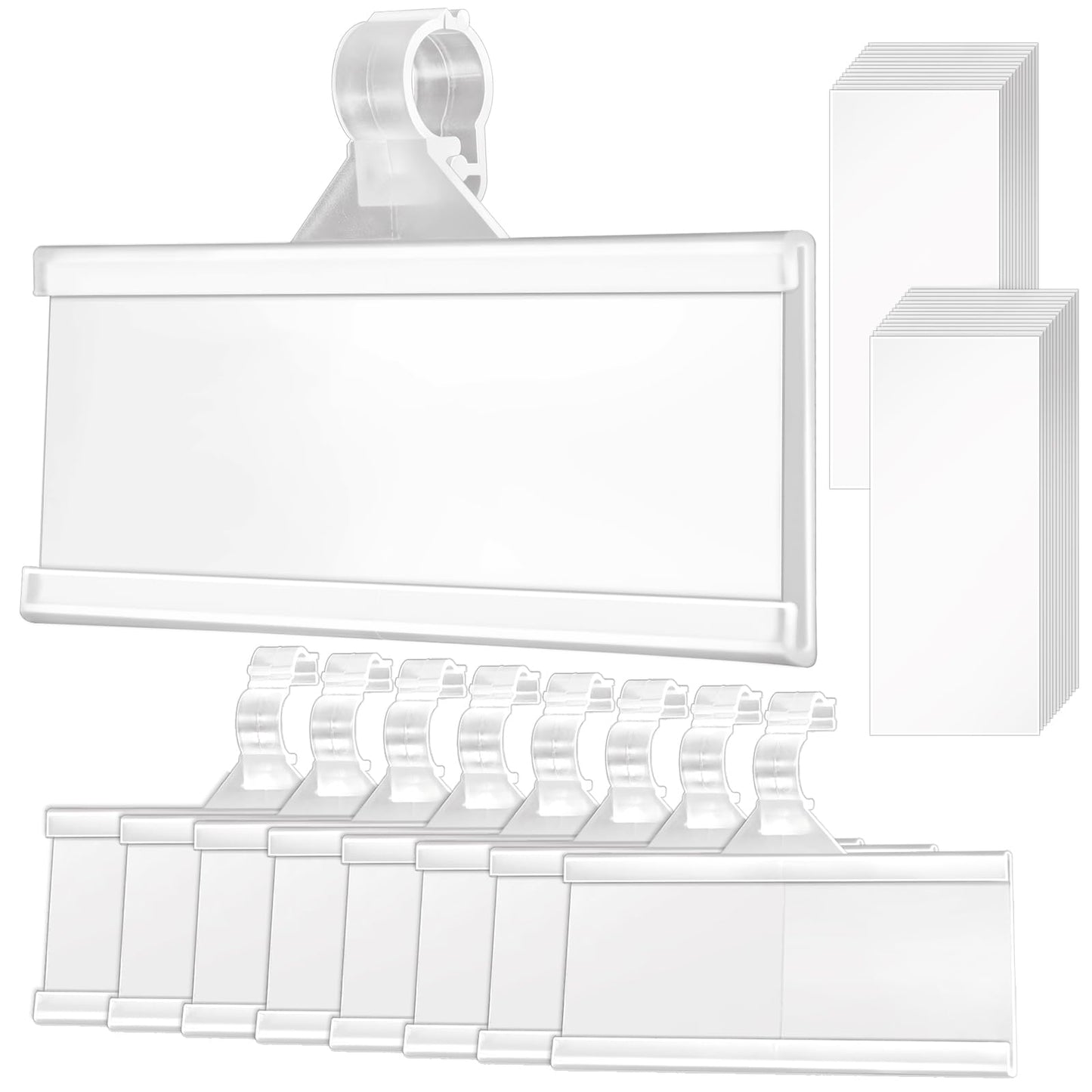 Fansunta 100 Pieces Plastic Wire Shelf Label Holders, Reusable Price Label Holder with locks, Label Display Holder for Retail Supermarket Department Store(3'' x 1.4'')