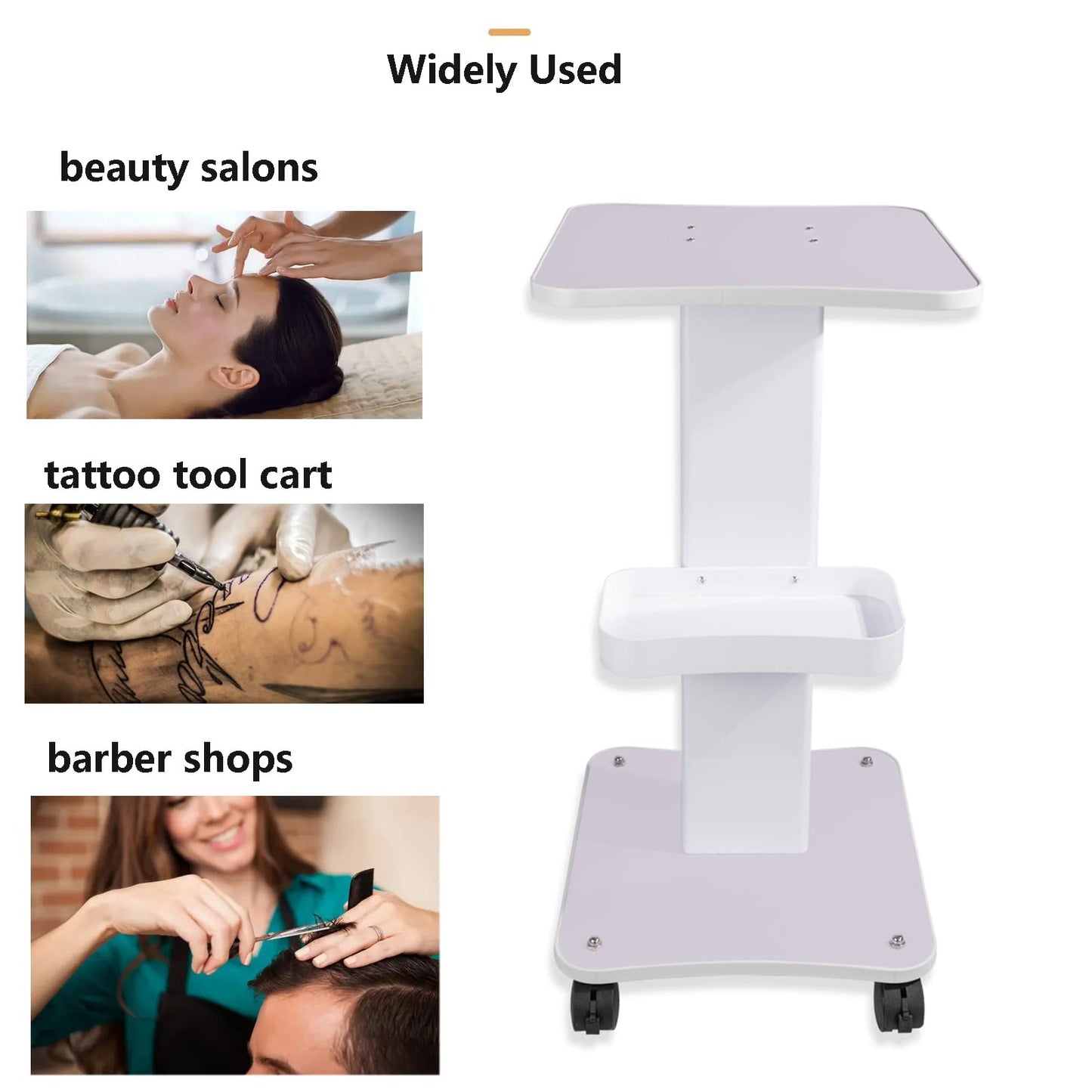 HUOXOU Esthetician Trolley Cart, Esthetician Rolling, Beauty SPA Salon Trolley Cart with Wheels, Tattoo Table Work Salon Station, Load 220 lbs