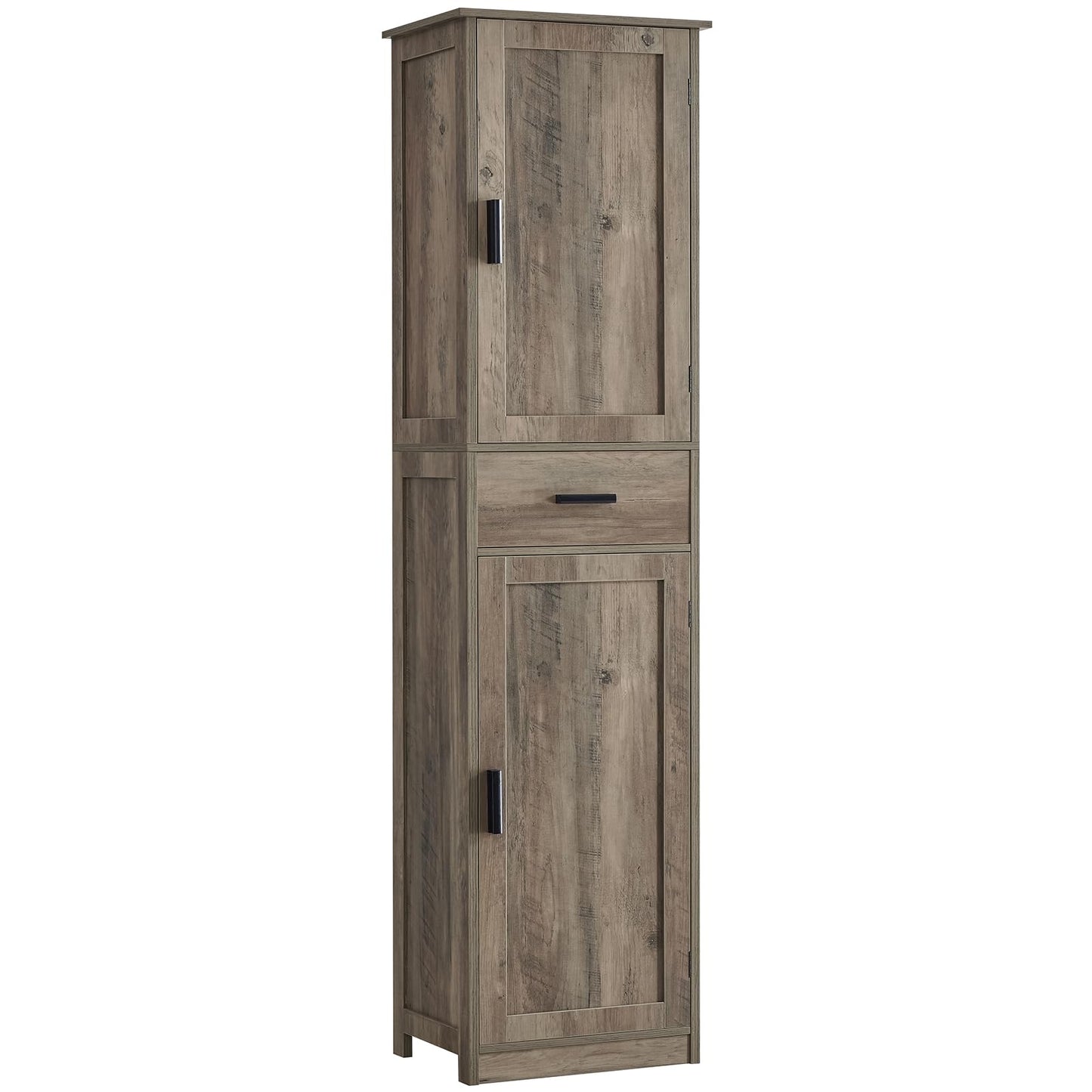 usikey 67'' Tall Storage Cabinet, Narrow Bathroom Floor Storage Cabinet with 4 Shelves & 2 Doors, for Bathroom, Living Room, Rustic Gray UNSNG040M