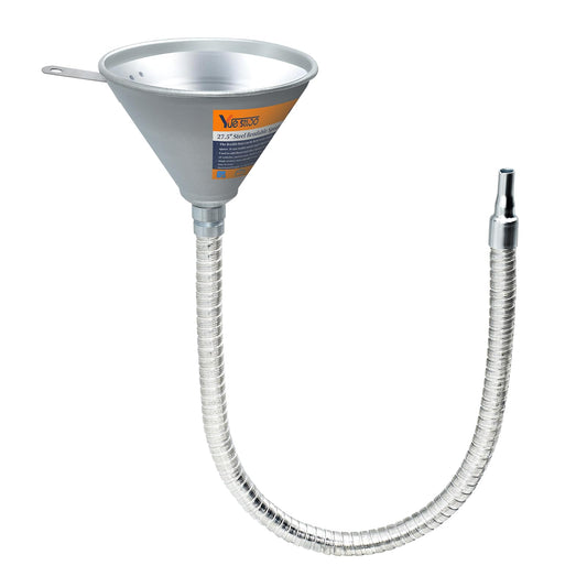 Yuesstloo 27.56" Steel Bendable Spout Funnel with Filter for All Automotive Oils, Metal Flexible Long Funnels for Automotive Use for Transmission Fluid, Diesel Fuel, and Other Liquids