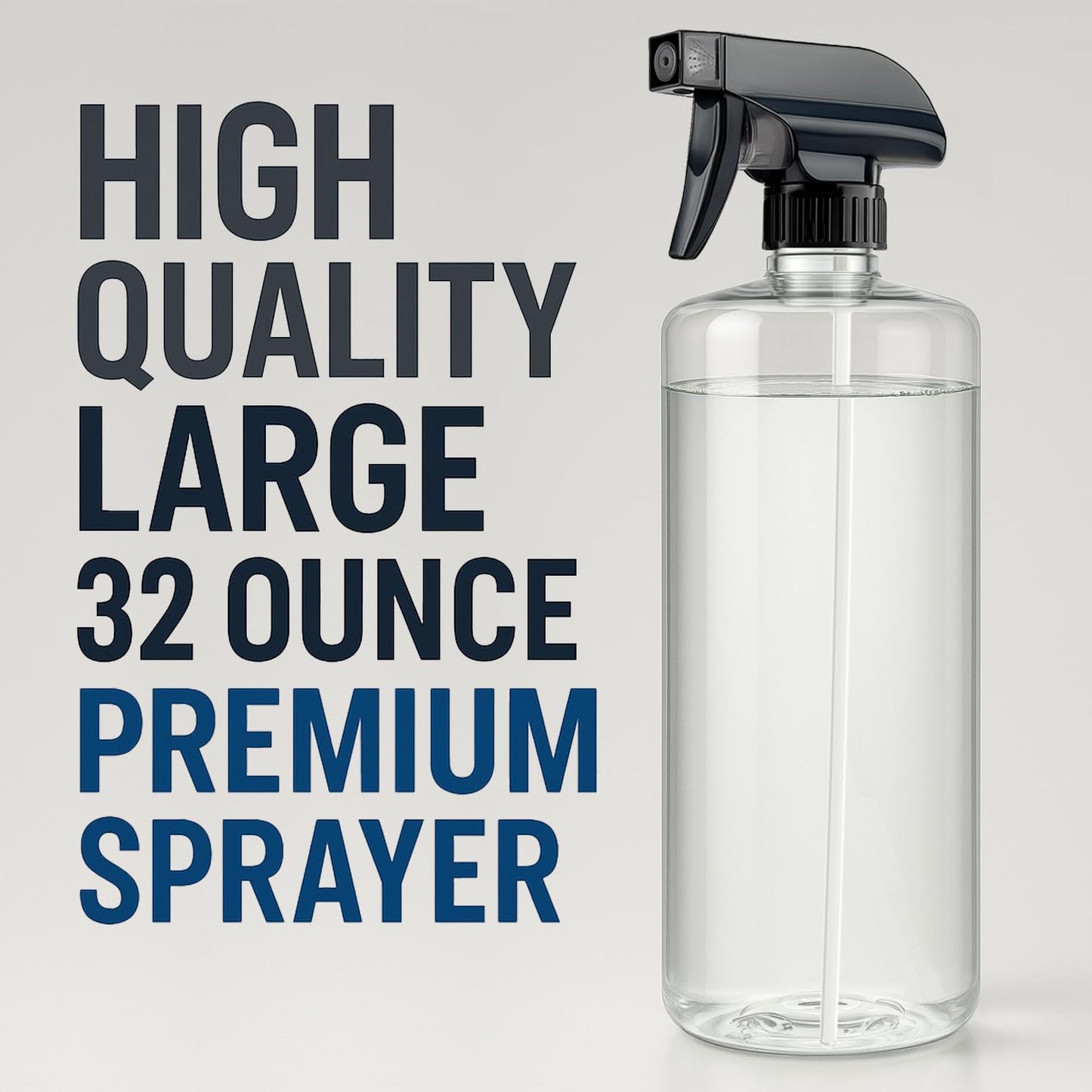 Bar5F Plastic Spray Bottles with Trigger, 32 oz | Leakproof, Empty, Adjustable Fine to Powerful Sprayer, Refillable | Water Plants, Cleaning Solutions | Crystal Clear | Pack of 3 (Medium)